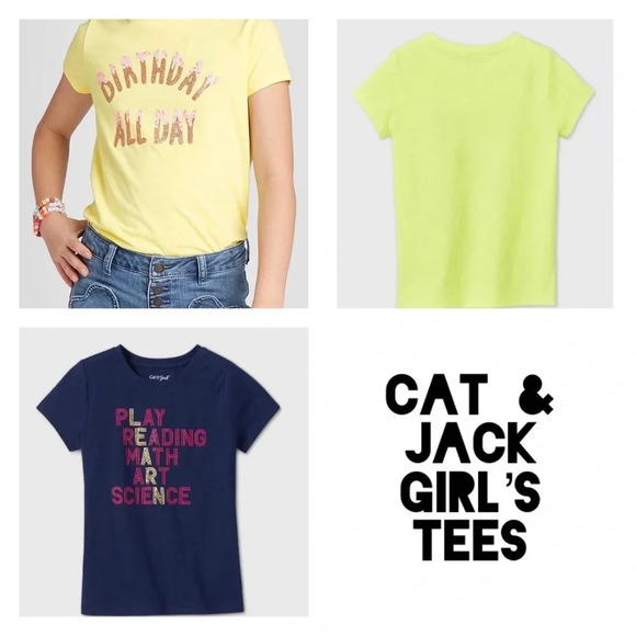 Cat & Jack T-Shirt Bundle Girl’s Size Large 10/12 - Picture 1 of 13